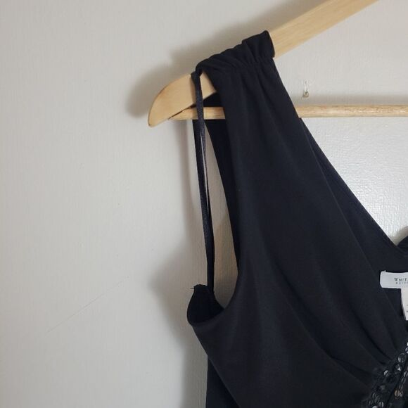 White House Black Market Dressy Bust Gather Black Top - Picture 5 of 8